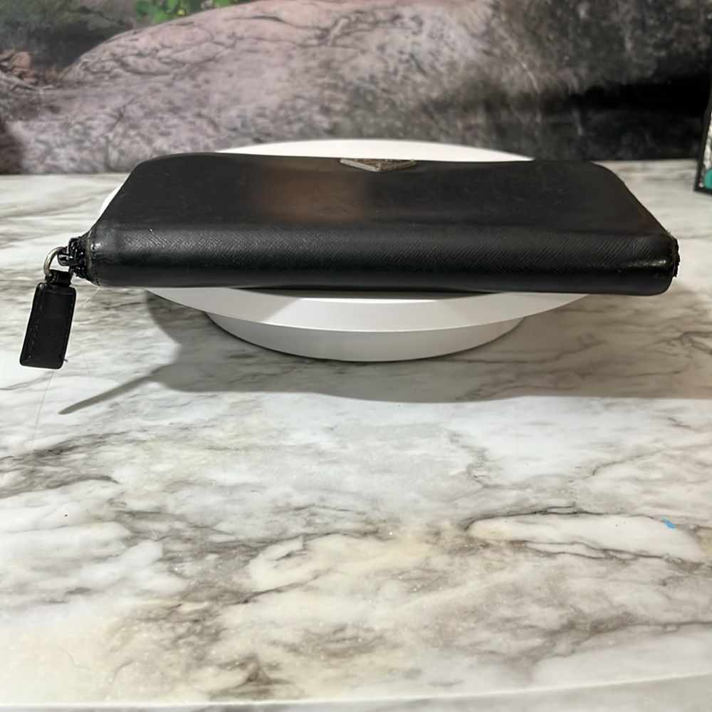 Prada Black Saffiano Leather Zip Wallet in GUC. - Picture 4 of 17